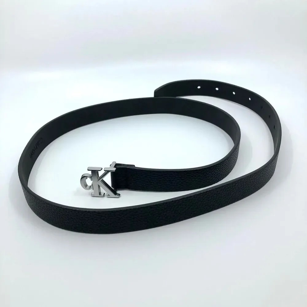 Women's Calvin Klein Women's Black Faux Leather Belt, 38–44 Inches, X7G9A493